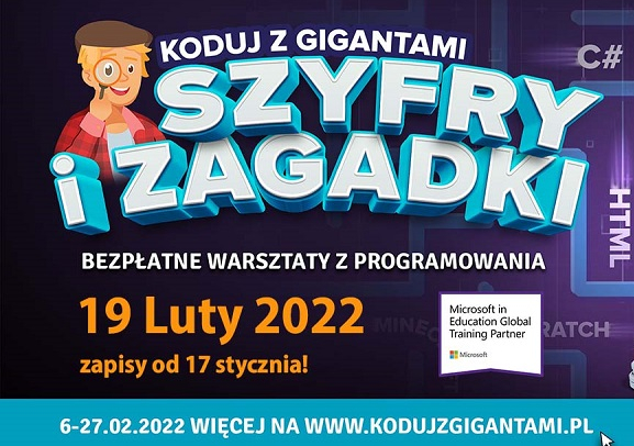 Darmowe warsztaty programowania dla dzieci i młodzieży „Koduj z Gigantami – Szyfry i Zagadki” w Brzesku już 19 lutego!